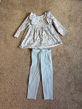 Blue Christmas Print Tunic & Legging Set